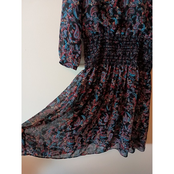 Anthropologie Vanessa Virginia Daytripper Paisley Smocked Waist Dress Sz XS Boho - Picture 9 of 16